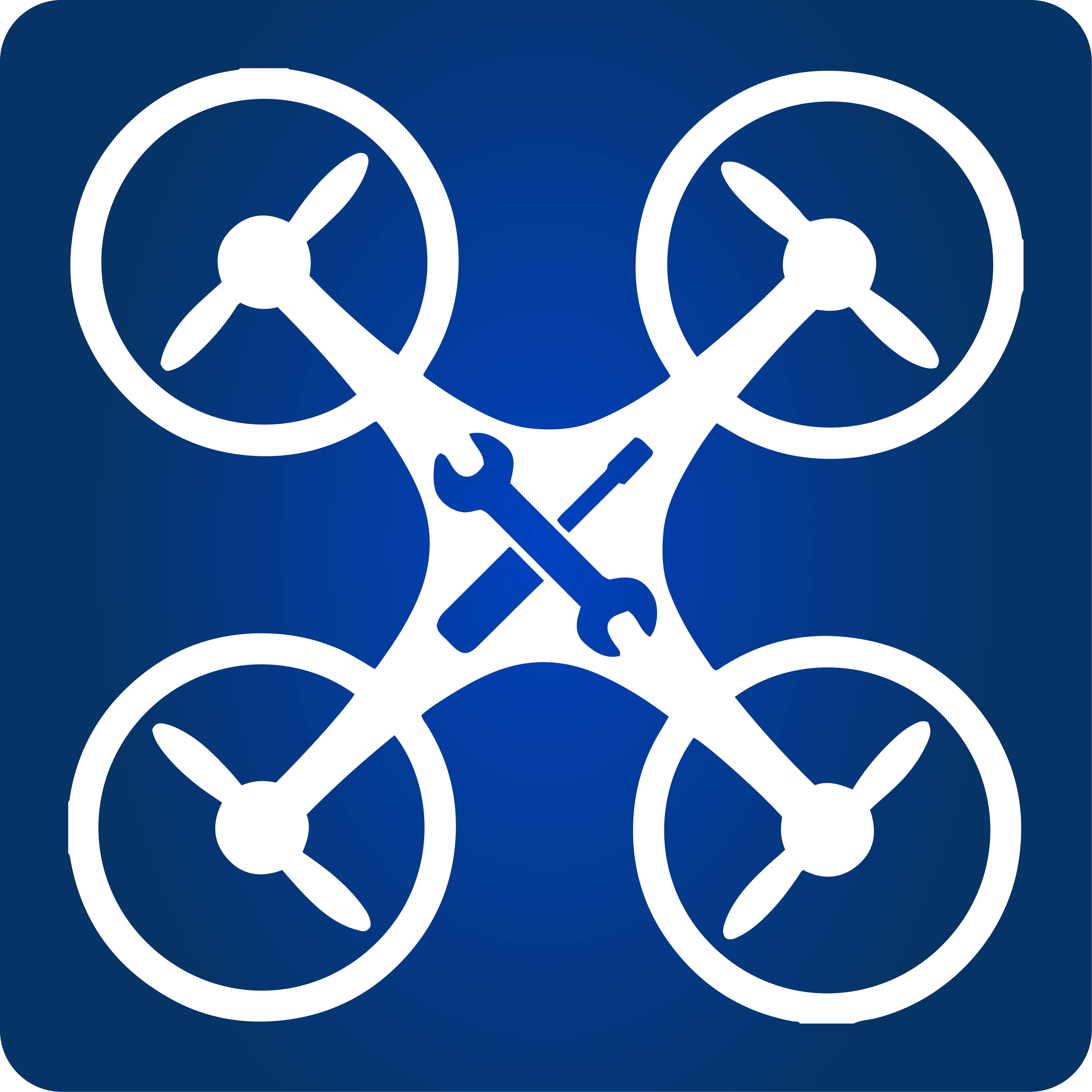 UAS Tool icon - sUAS with screwdriver and wrench in center.