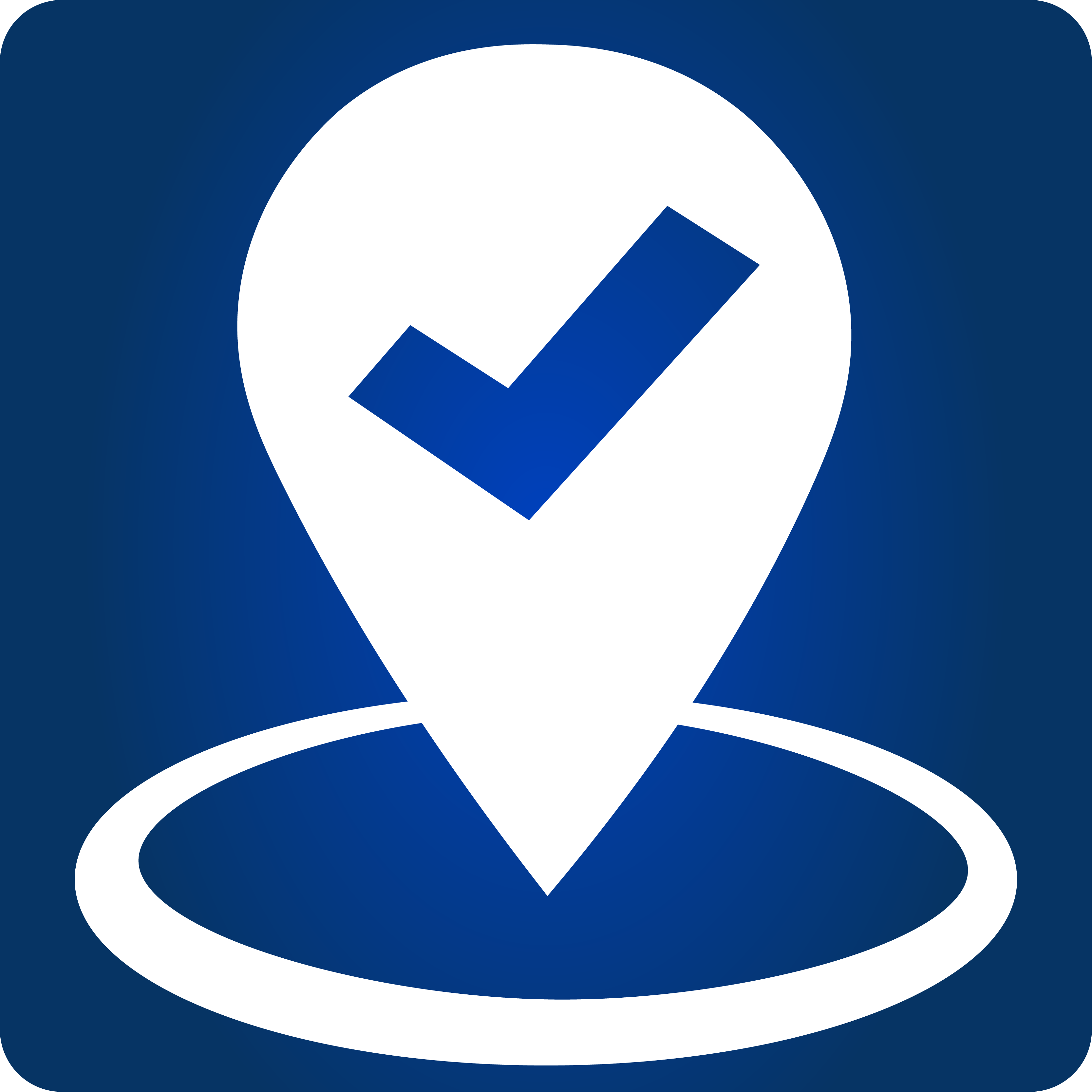 AO Update icon. A map marker with a check in the center.