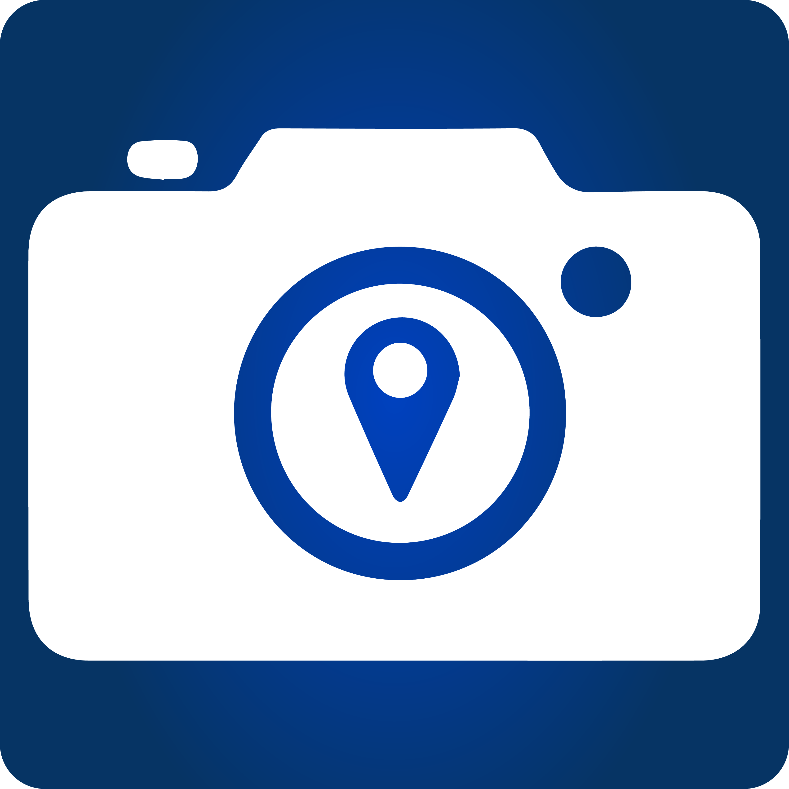 GeoTakCam - a icon of a camera with a map marker in the lens.