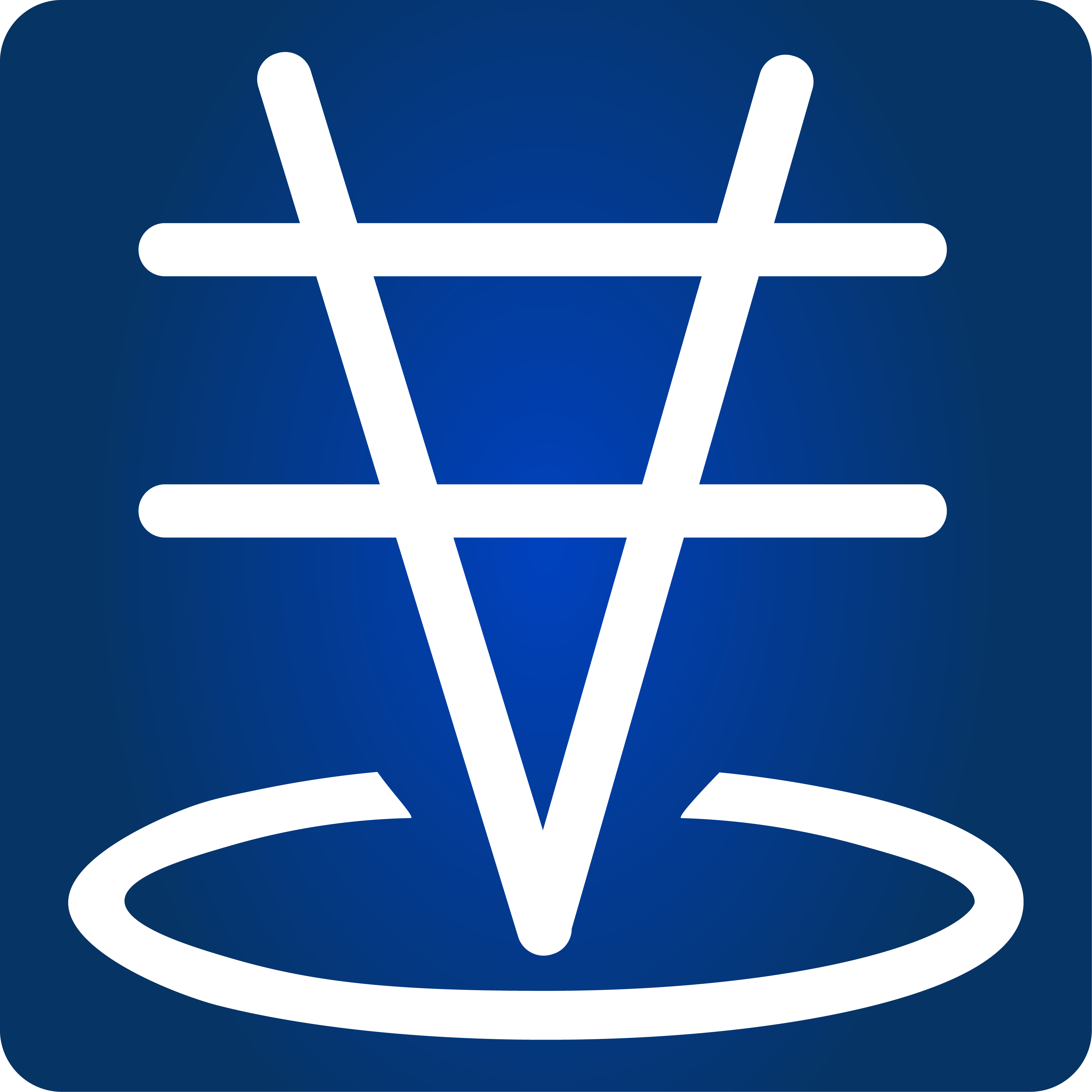 Stack Manager icon - a V with 2 horizontal lines on it and a semicircle around the base.